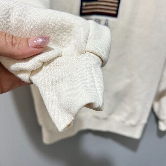 Vtg Oarsman Mens White Destin USA Pullover Sweatshirt Small Long Sleeve Jacket - Picture 7 of 10